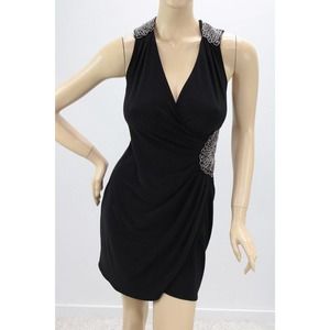 Fredericks of Hollywood Cocktail Dress M Classy Beaded Embellished Shoulders VTG
